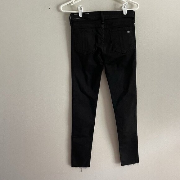 Rag & Bone Women SZ 26 Black Dark Wash Ankle Skinny Raw Hem Denim Jeans - Picture 6 of 13